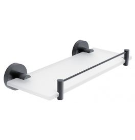 Glass shelf with brackets and fence NIMCO UNIX BLACK 300 mm